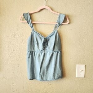 New Candies Chambray Babydoll Tank Top